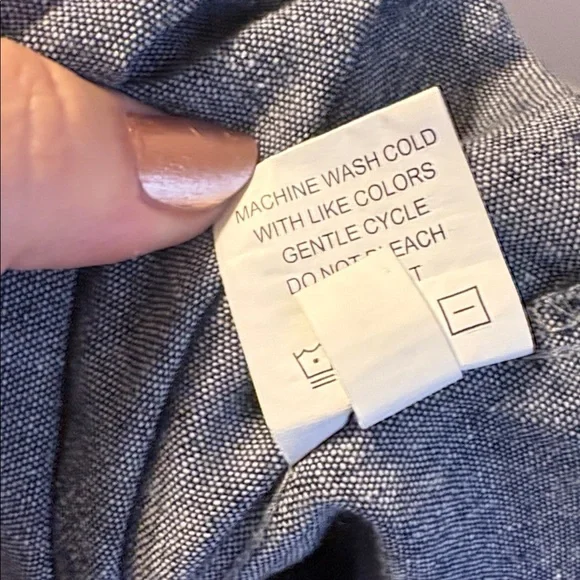 Mud Pie Blue Chambray Sleeveless Ruffle Collar Tunic Top size L (12-14) - Picture 7 of 15